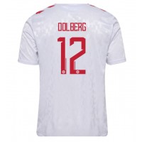 Camiseta Dinamarca Kasper Dolberg #12 Segunda Equipación Replica Eurocopa 2024 mangas cortas